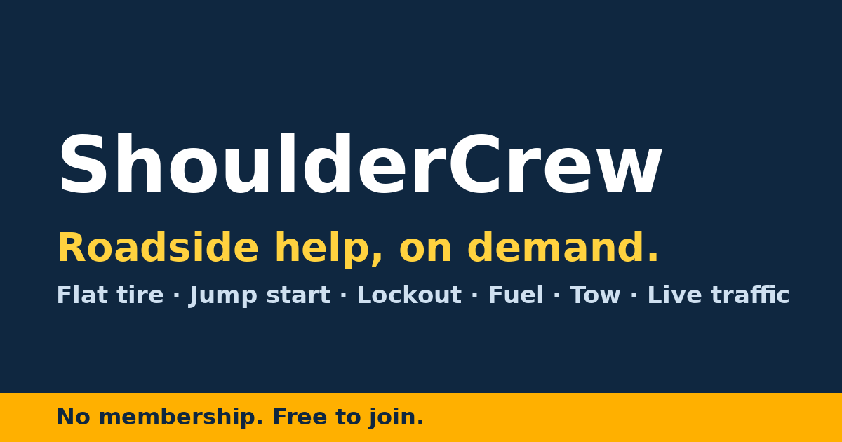 I built ShoulderCrew: request a jump start, tire change or lockout help from verified helpers nearby